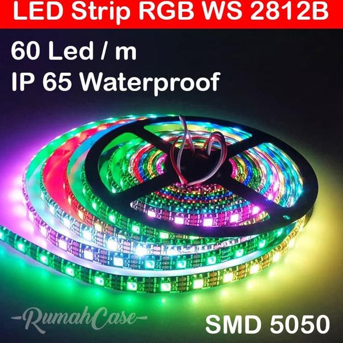 IP65 Waterproof WS2812B LED Strip RGB addressable 60 led/m ws 2812B 5v Murah