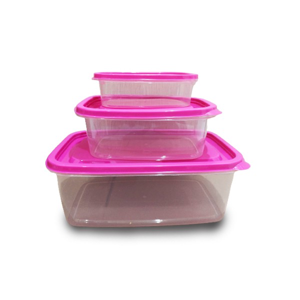 Adda Home - Set 3 - Toples Bening Panjang Buah Makanan Sayur Lunch Box