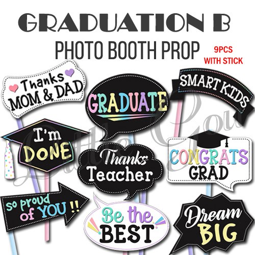 Graduation Photobooth Prop 9pcs / Aksesoris Photo Booth Wisuda Kelulusan / Les Bon Bons