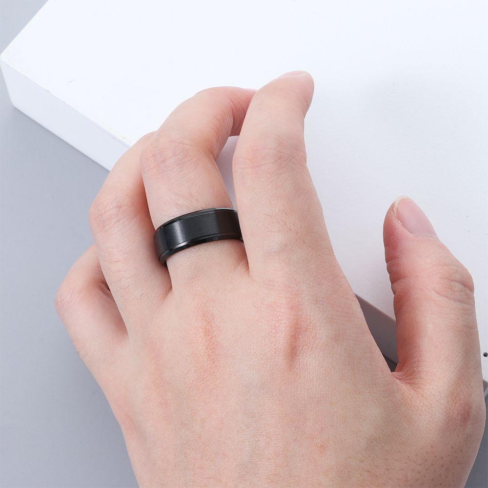 Solighter Ring Rings Aman Pria Perhiasan Multi-Ukuran Hitam Dan Perak