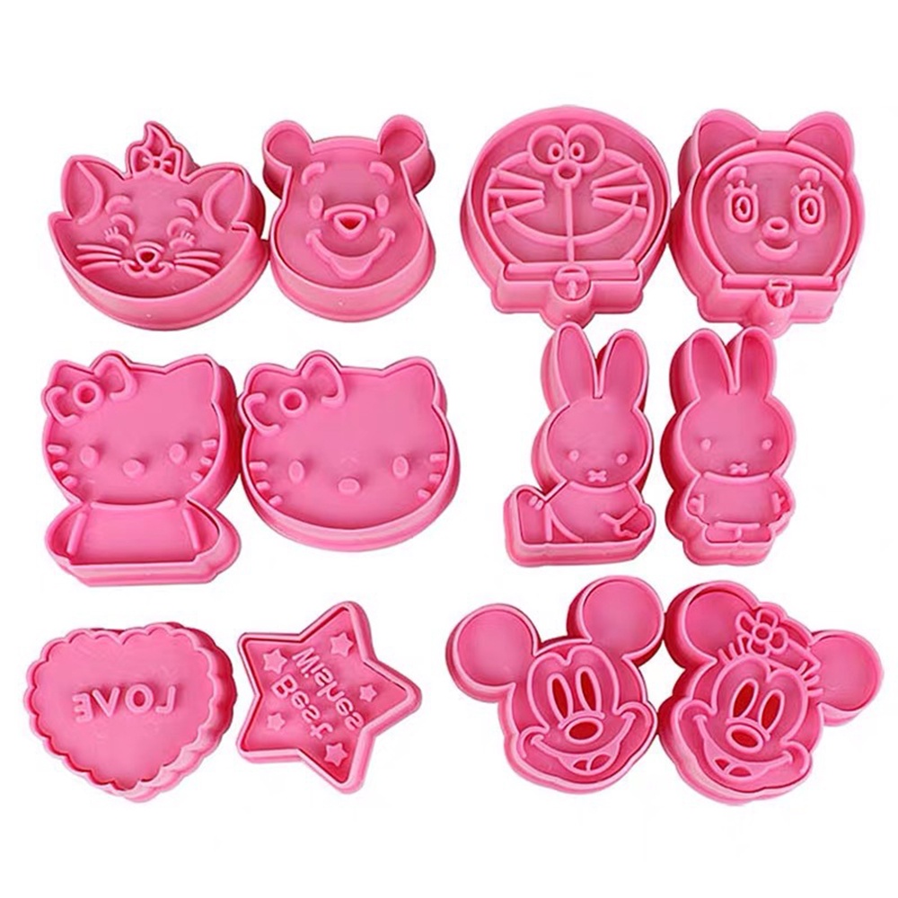 1 Pasang Cetakan Biskuit / Cookies / Kue Bulan Bentuk Karakter Kartun
