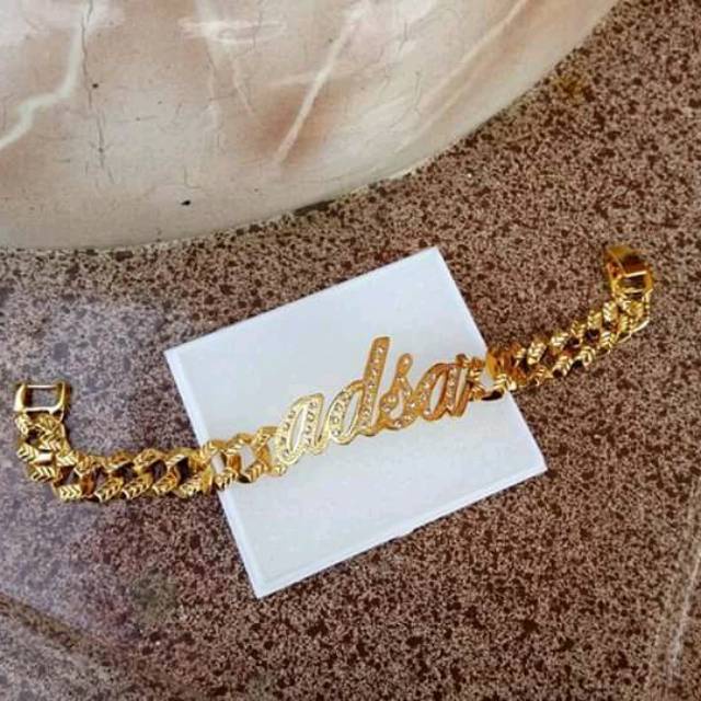 Gelang Nama Lapis emas Ukir nama