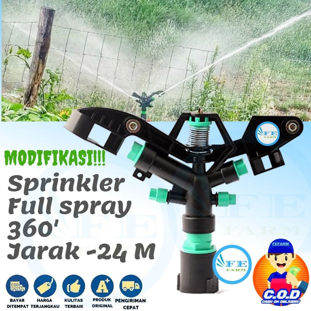 Sprinkler 4 Nozzle Mutar 360 Drajat Sprinkler 1 inchi