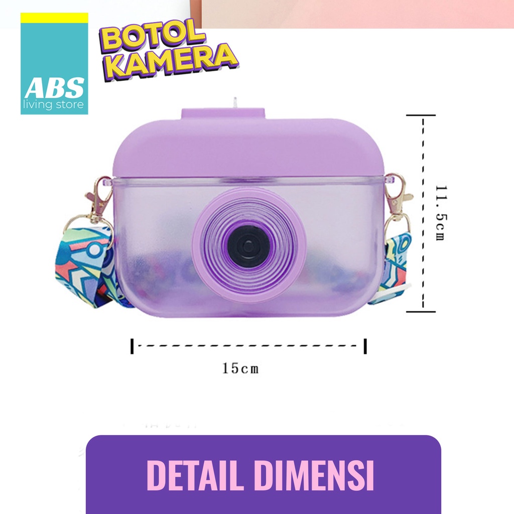 ABS Camera Bottle / Botol Kamera Unik / Botol Minum Anak Free Sticker Karakter 400ml BPA FREE-7