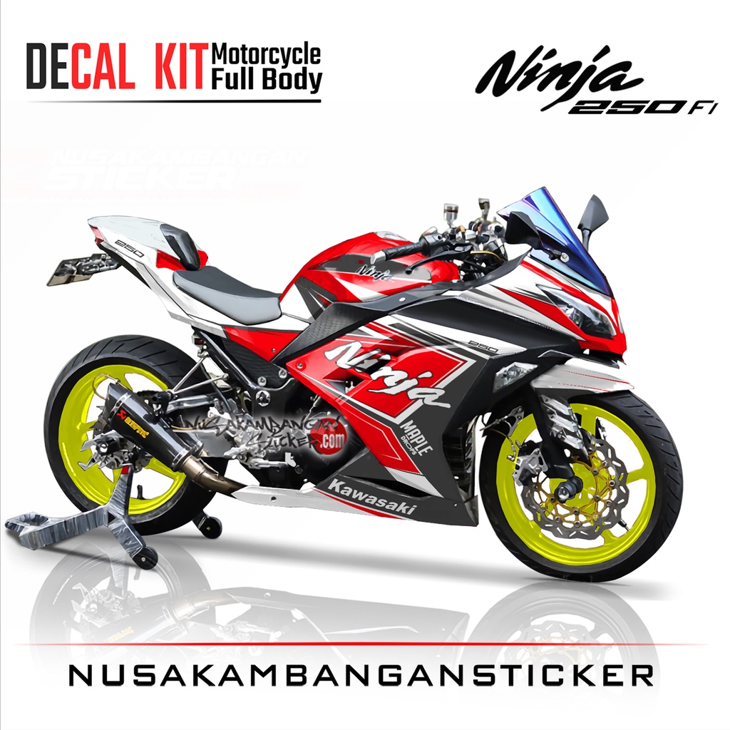 Stiker Decal Motor Kawasaki Ninja 250 fi Full Body Dark Merah Grafis Racing Team Sticker Variasi Cus