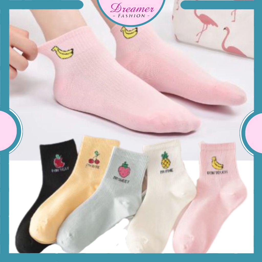 DF KK222 Kaos Kaki Motif Buah Cute Kaos kaki Pendek Socks Fruit Fashion Wanita Korea Import