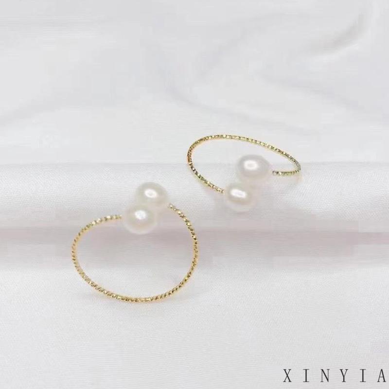 Xia.id Cincin Terbuka Adjust Aksen Mutiara Imitasi Untuk Perhiasan Wanita