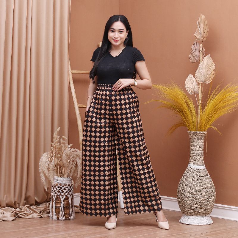 Kulot Panjang Wanita Bahan Katun Nyaman Ada Saku Murah Muat Jumbo Pinggang Elastis-4