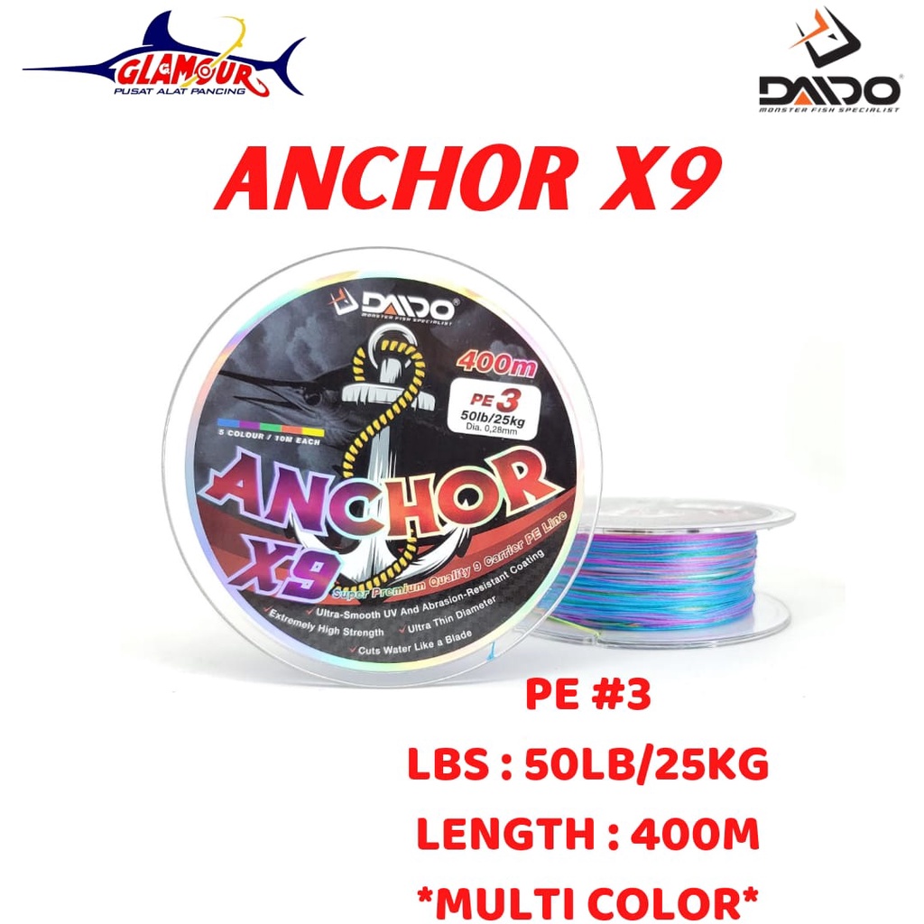 SENAR PE DAIDO ANCHOR X9 MULTI COLOR / PE DAIDO ANCHOR X9 3 SAMPAI 4