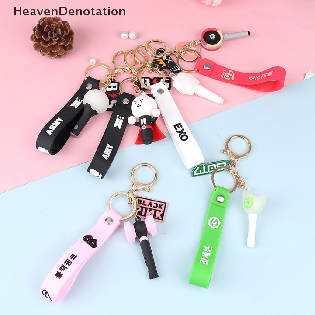 [HeavenDenotation]Kpop BTS TWICE NCT EXO BLACKPINK GOT7 Light Stick Pendant Keychain Lanyard