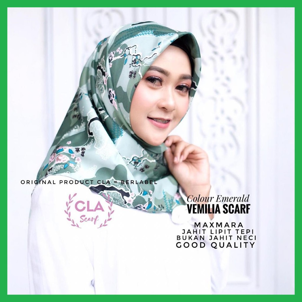 Vemilia Square Hijab Segi Empat Satin Max Monalisa Ukuran 115 Motif Bunga Blooming Rose Vemillia