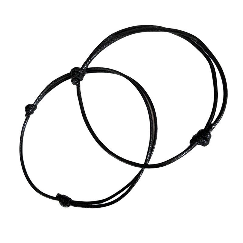 [variasi A] 1pcs gelang tali korea hitam polos - gelang tali korea - gelang tali kulit - gelang waterproof