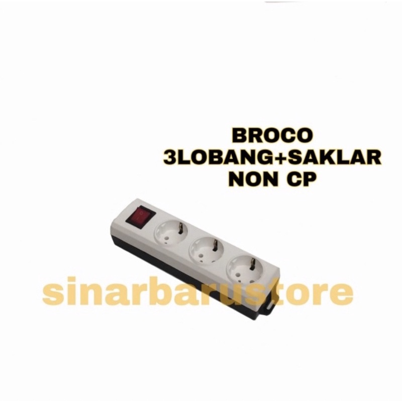 Stop Kontak Arde Broco 3 Lubang + Saklar Lampu Non CP