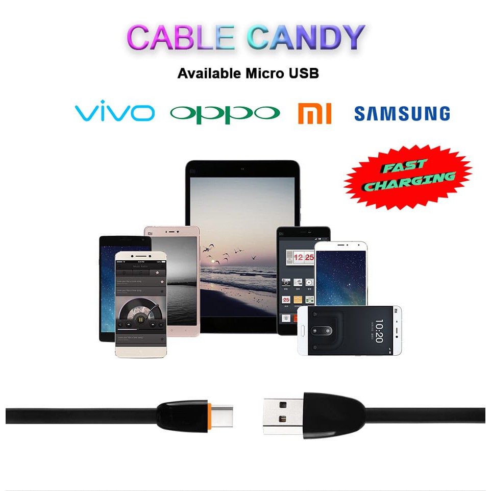 Kabel Data CANDY Micro USB/V8 Fast Charging 2.4Ampere