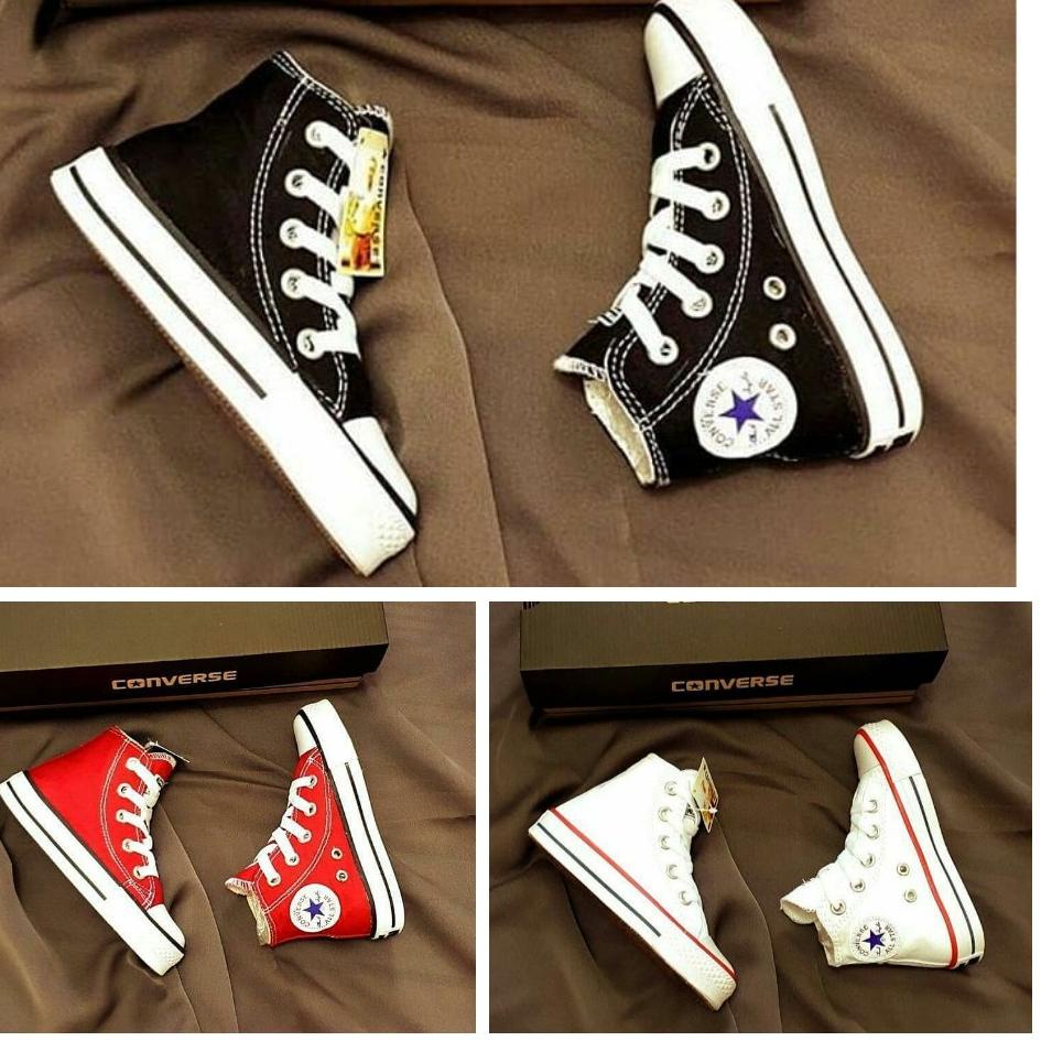(SPECIAL PRICE) Terbaru Sepatu sekolah anak SD converse alstar Hitam Garis Putih UKURAN 31-35