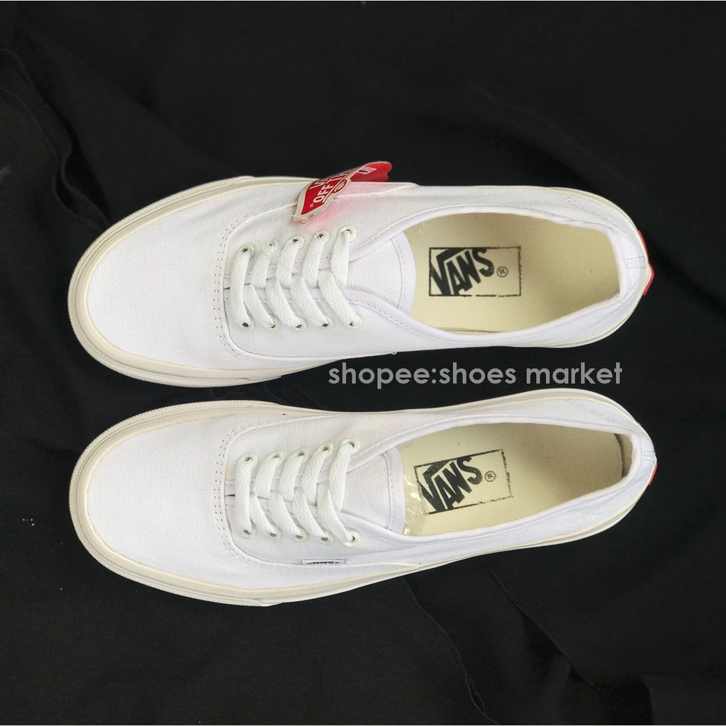 Vans Authentic All White Full Putih Sepatu Couple Sneakers Tali