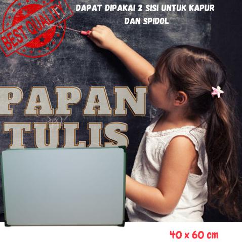 

:0:0:0] PAPAN TULIS/WHITE BOARD DUA SISI SPIDOL DAN KAPUS 40 X 60 cm