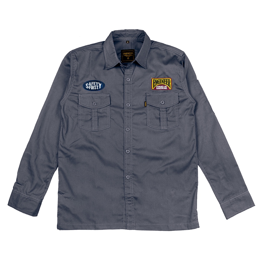 WORKSHIRT LS - SERI KEMEJA PATCH PANJANG 6 WARNA/ Baju Kerja Lapangan UNISEX by ENGINEER