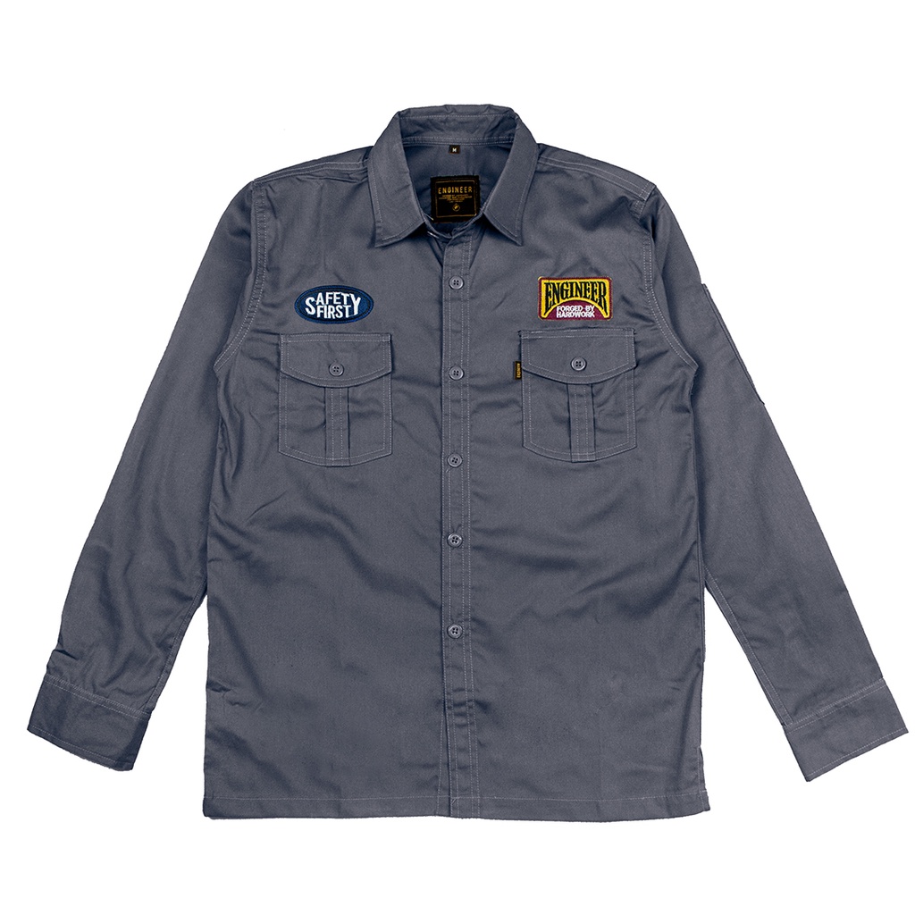 WORKSHIRT LS - SERI KEMEJA PATCH PANJANG 6 WARNA/ Baju Kerja Lapangan UNISEX by ENGINEER