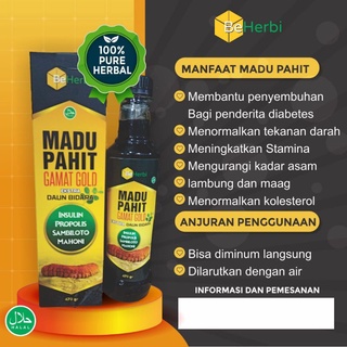 MADU PAHIT Gamat Gold BeHerbi Ekstra Daun Bidara Insulin Propolis Sambiloto Mahoni 470gr 100% 0RIGINAL