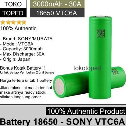 ONSALE Authentic Battery 18650 Sony VTC6A 3000mAh | original baterai vtc 6A