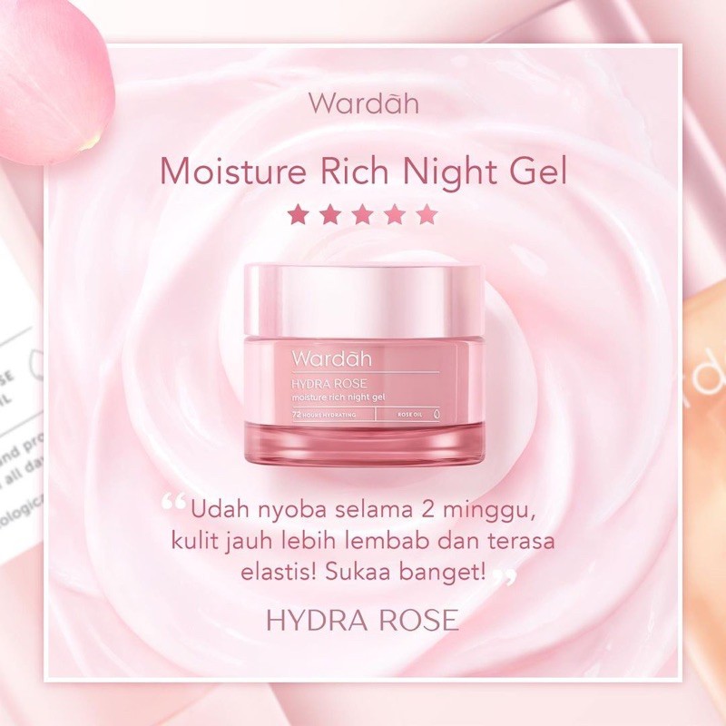 Wardah Hydra Rose Moisture Rich Night Gel 40 gr - Moisturizer Pelembab Wajah