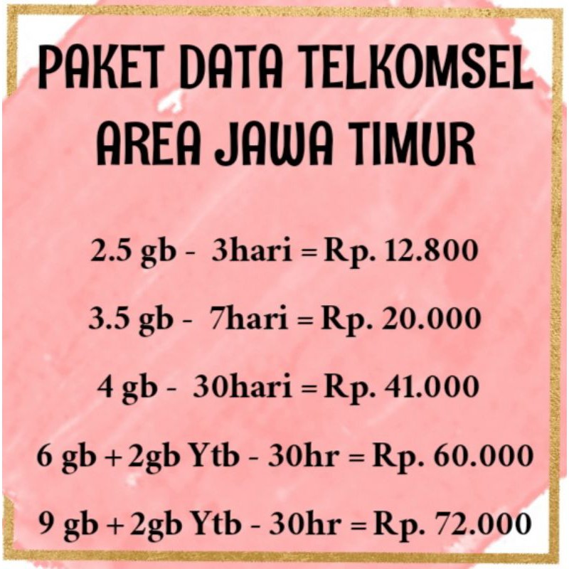 (Termurah) Voucher Paket Data Telkomsel 1.5gb / 2.5gb / 3.5gb Area JAWA TIMUR
