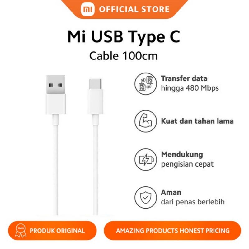 KABEL XIAOMI ORIGINAL REDMI NOTE 5/PRO MICRO REDMI MI6 TIPE C FASH CHARGER