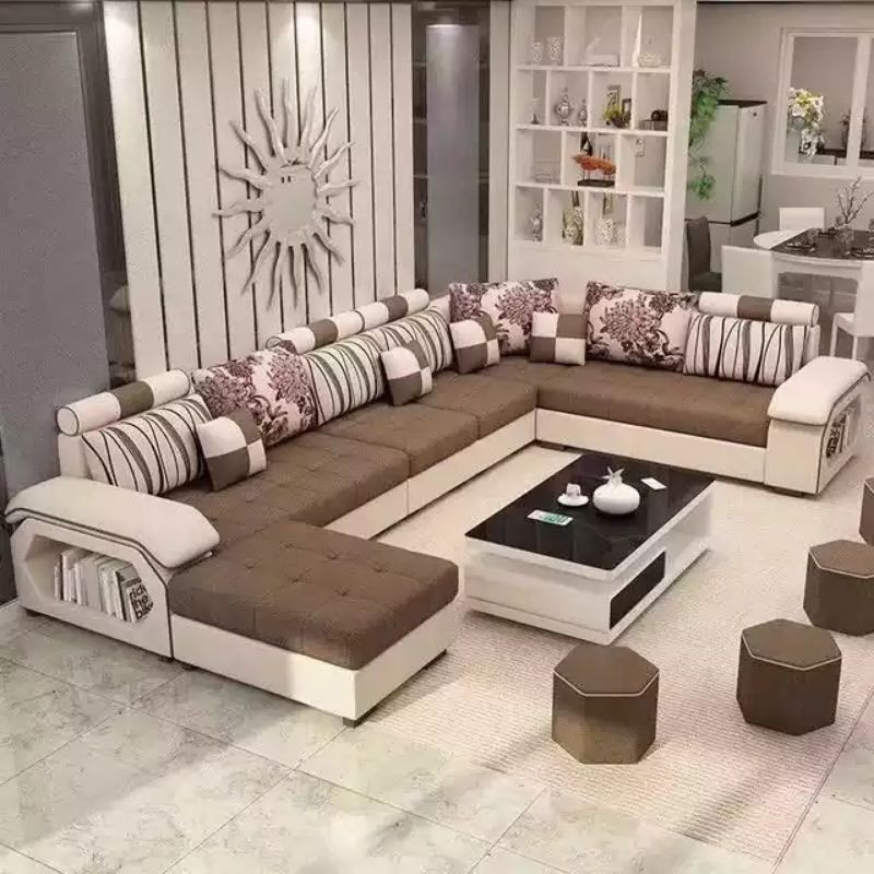 Sofa Minimalis Modern / Kursi Sofa / Sofa Ruang Tamu / Sofa Letter U / Brown