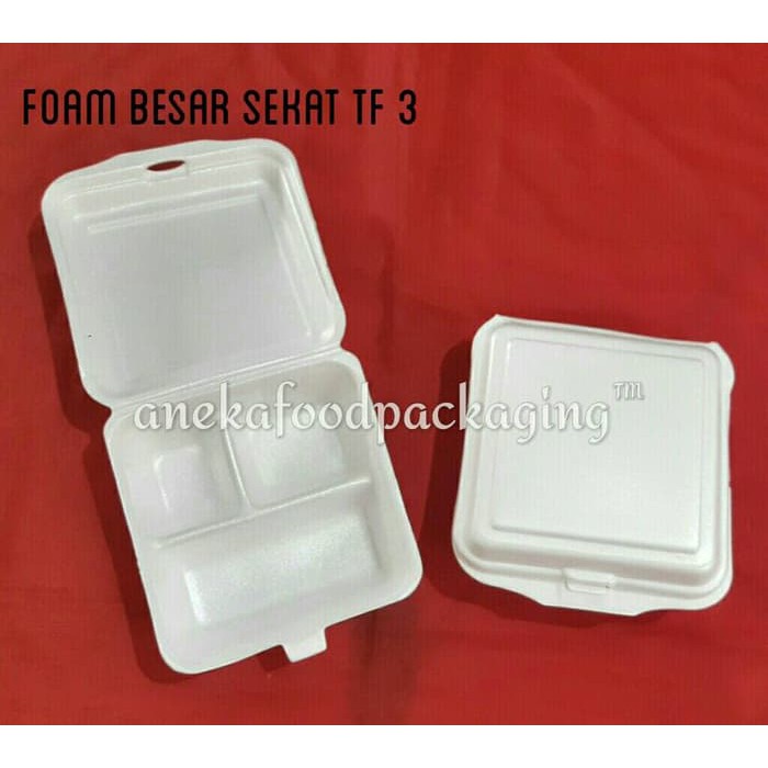 Dijual GOJEK ONLY-Styrofoam/sterofoam/gabus nasi/kotak makan TF-3 sekat Terlaris