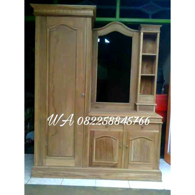 Meja Rias Minimalis Bahan Kayu Jati, Almari+Tolet Jati Ukir Jepara