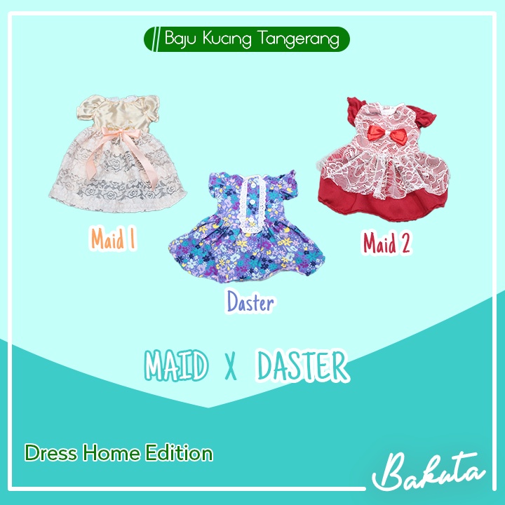 Dress Kucing Edisi Rumahan untuk kucing dan anjing / baju kucing / aksesoris kucing size S M L XL