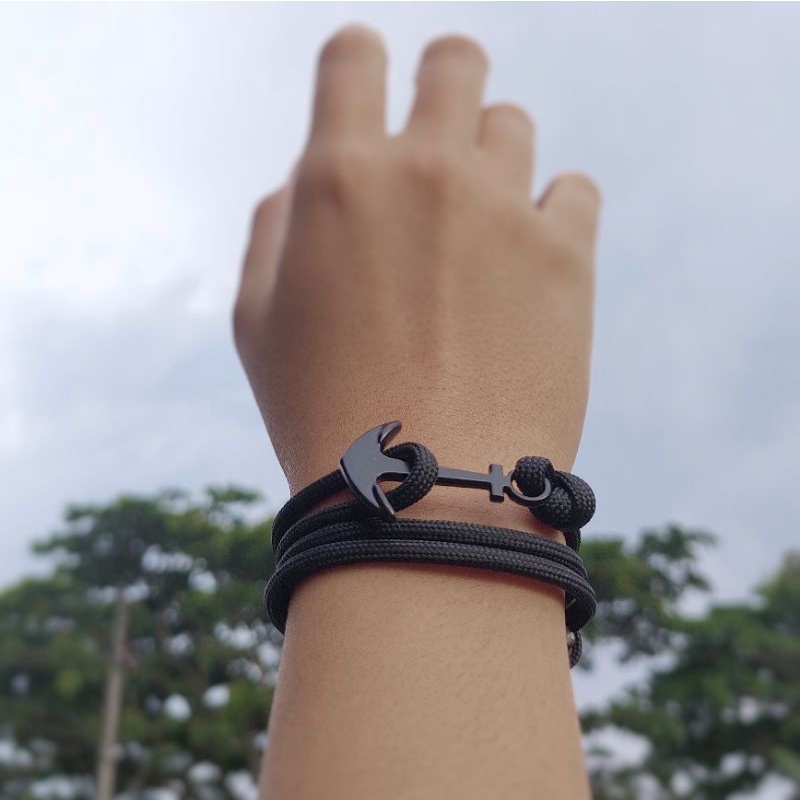 Gelang Charm jangkar anchor tali paracord gelang tali paracord prusik outdoor nautical bracelet