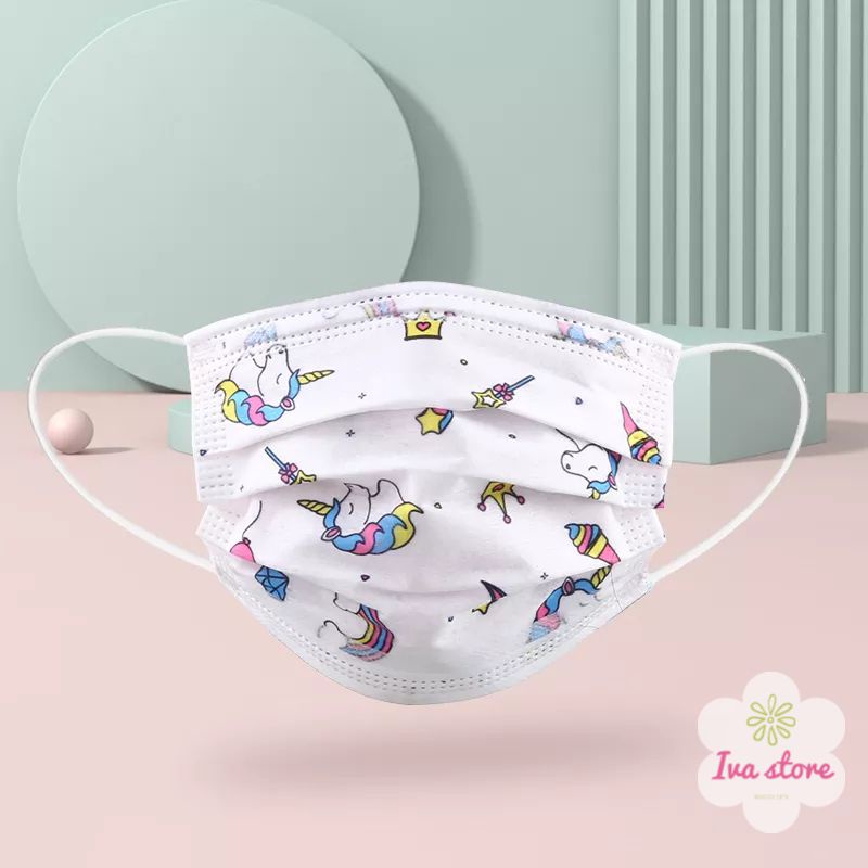 Masker anak motif unicorn isi 50pc