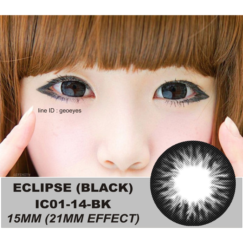 Softlens Eclipse Black IC01-15-BK IC01-14-BK IC01-05-BK (Soflens Hitam Pekat Big Eye Size)