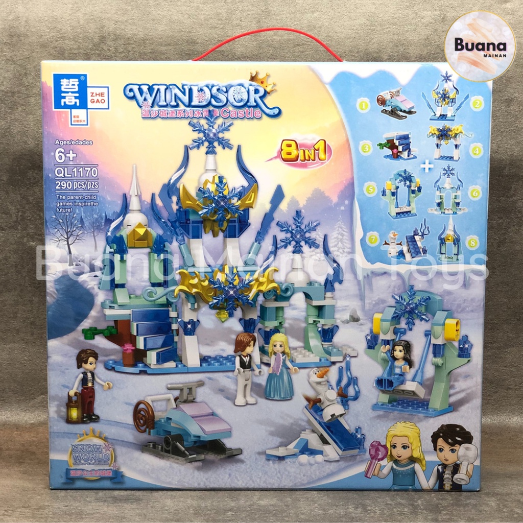 BRICK ZHEGAO WINDSOR 1170 PRINCESS ICE CASTLE MAINAN EDUKASI ANAK CEWE KASTIL BRICKS BALOK