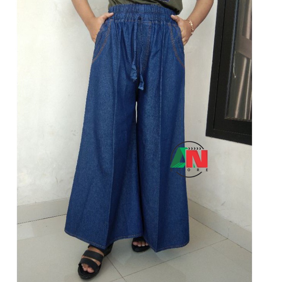 CELANA  KULOT JEANS (M/L/XL) STANDAR WANITA POLOS COD High Waist Jeans