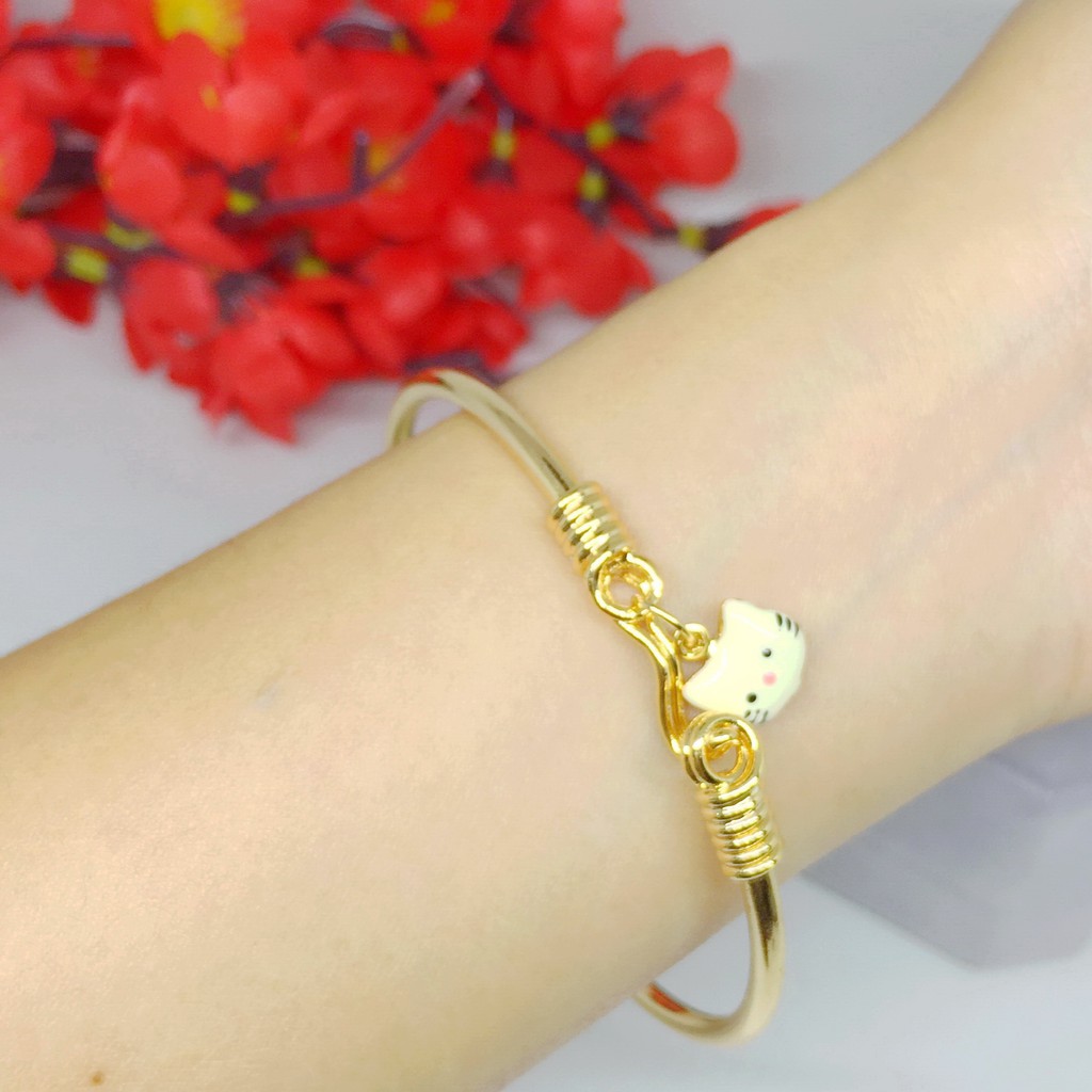 Gelang Bangle Xuping Motif Gantungan Kitty Lapis Emas - BB410