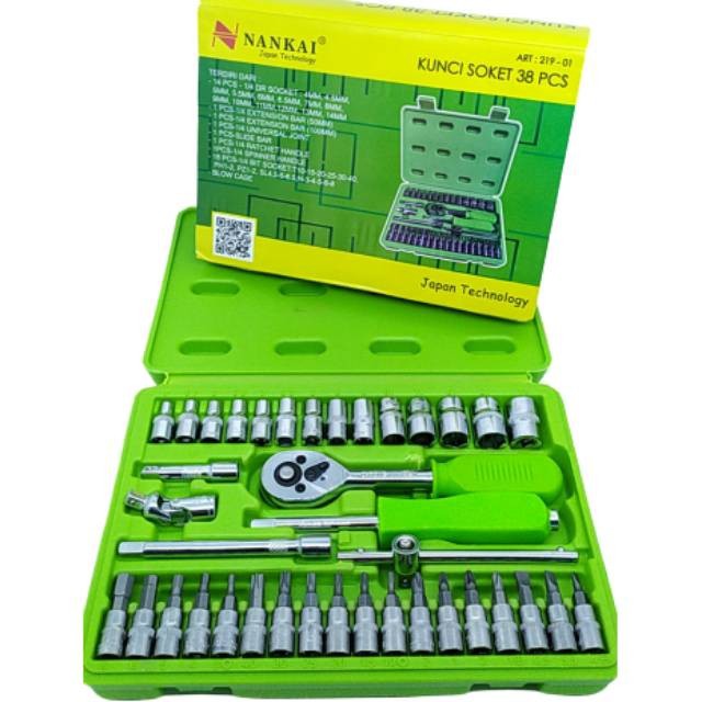 KUNCI SOK SET SOKET 38 PCS MATA SOCK  SHOCK SOCKET MATA OBENG NANKAI
