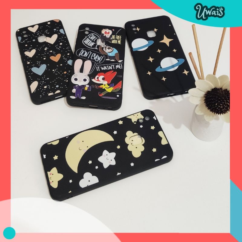 Case silicon softcase tebal motif karakter gambar Vivo Y91 Y93 Y95 fingerprint redmi note 8