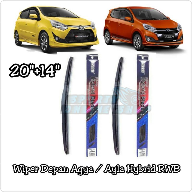 Wiper Depan Agya / Ayla 20&quot;+14&quot; Hybrid Merk Rwb