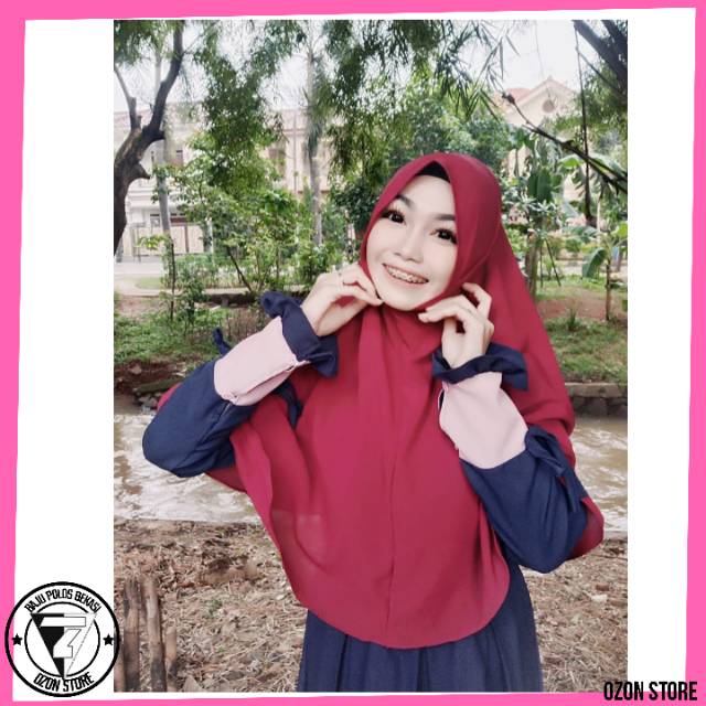 Bergo Maryam Tali Tanpa Pet Hijab Jilbab Kerudung Instan Khimar - MERAH