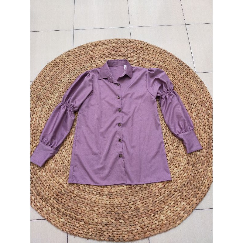 blouse Lilac tangan puff