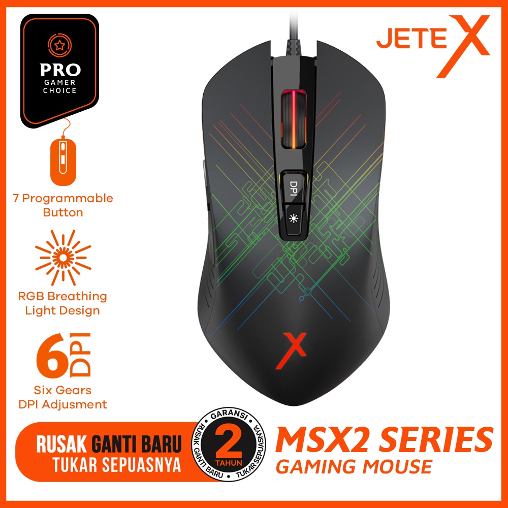 Mouse Gaming RGB JETE MSX2 - Garansi 2 Tahun