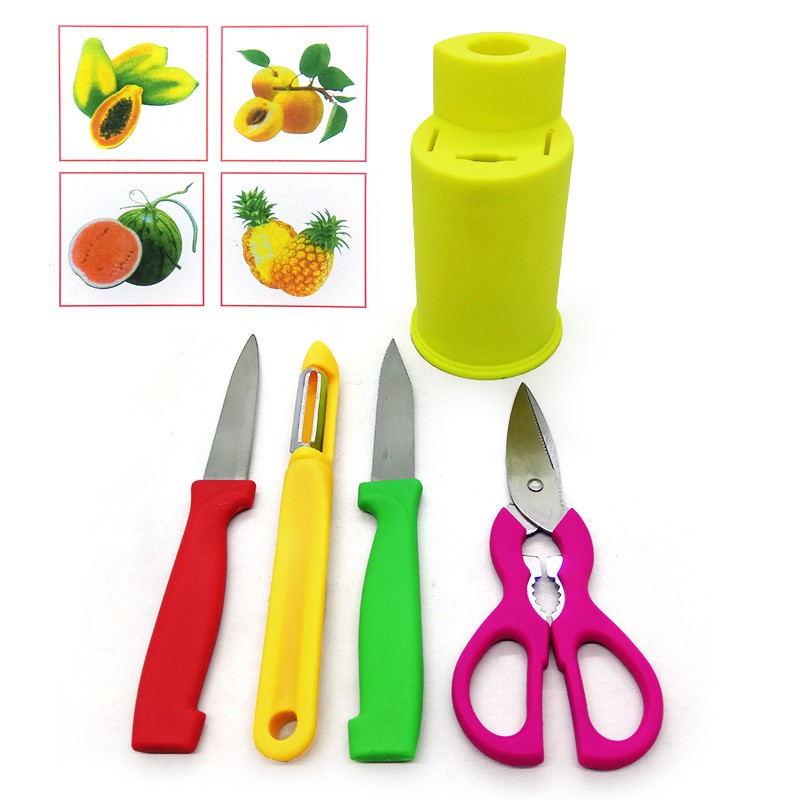 Pisau Buah set + Tatakan Fruit Knife Set 5 pcs serbaguna