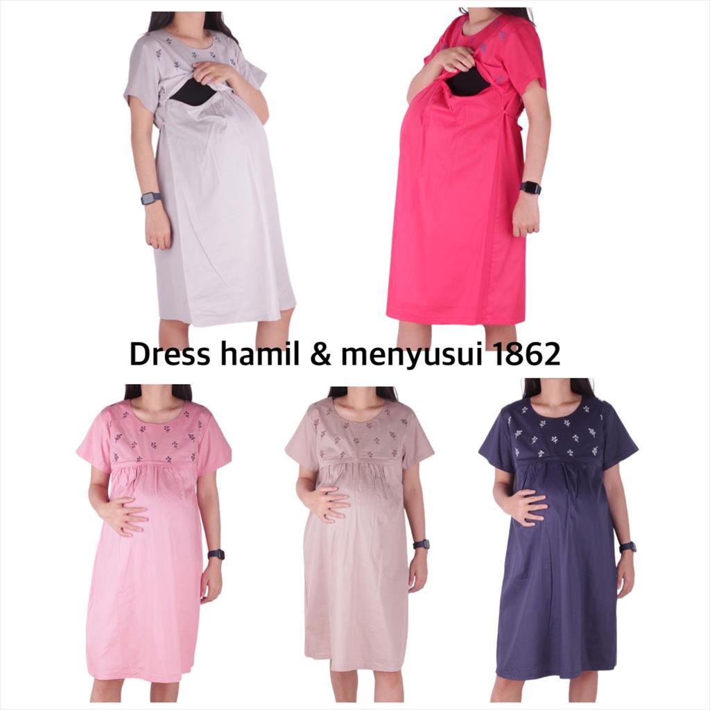 Baju hamil Dress Hamil Menyusui 1862 dress ibu hamil
