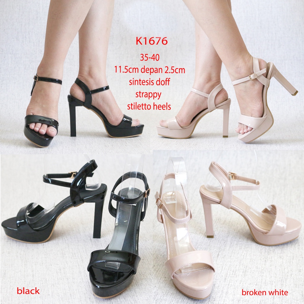 Sepatu Dove Chungky Heels 12cm Hitam Putih Fashion Import KY1676