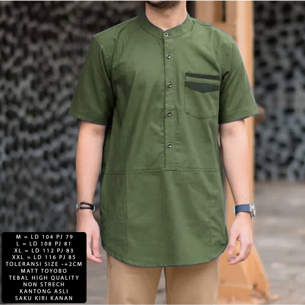 HOPYLOVY - Baju Koko Katun Pria Dewasa Lengan Pendek Moden