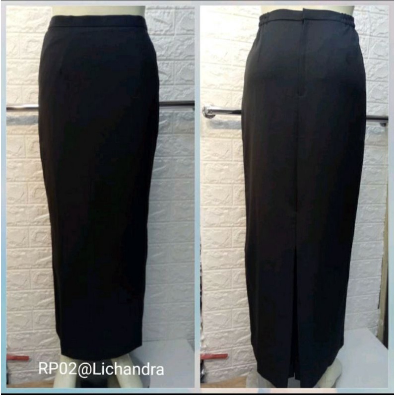 Lichandra rok hitam,dongker,coklat / rok span / bawahan / rok dinas / guru/ pns-Hitam rok span