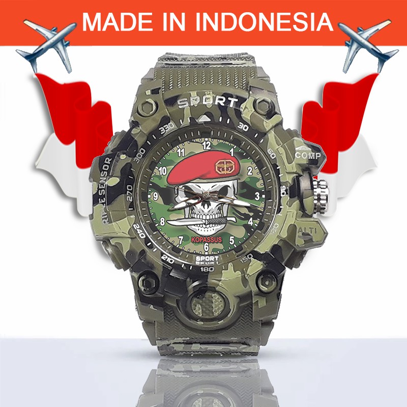 {Istimewa} Jam Tangan KOPASUS (TNI) BARET MERAH -Hijau Army Water Resistant